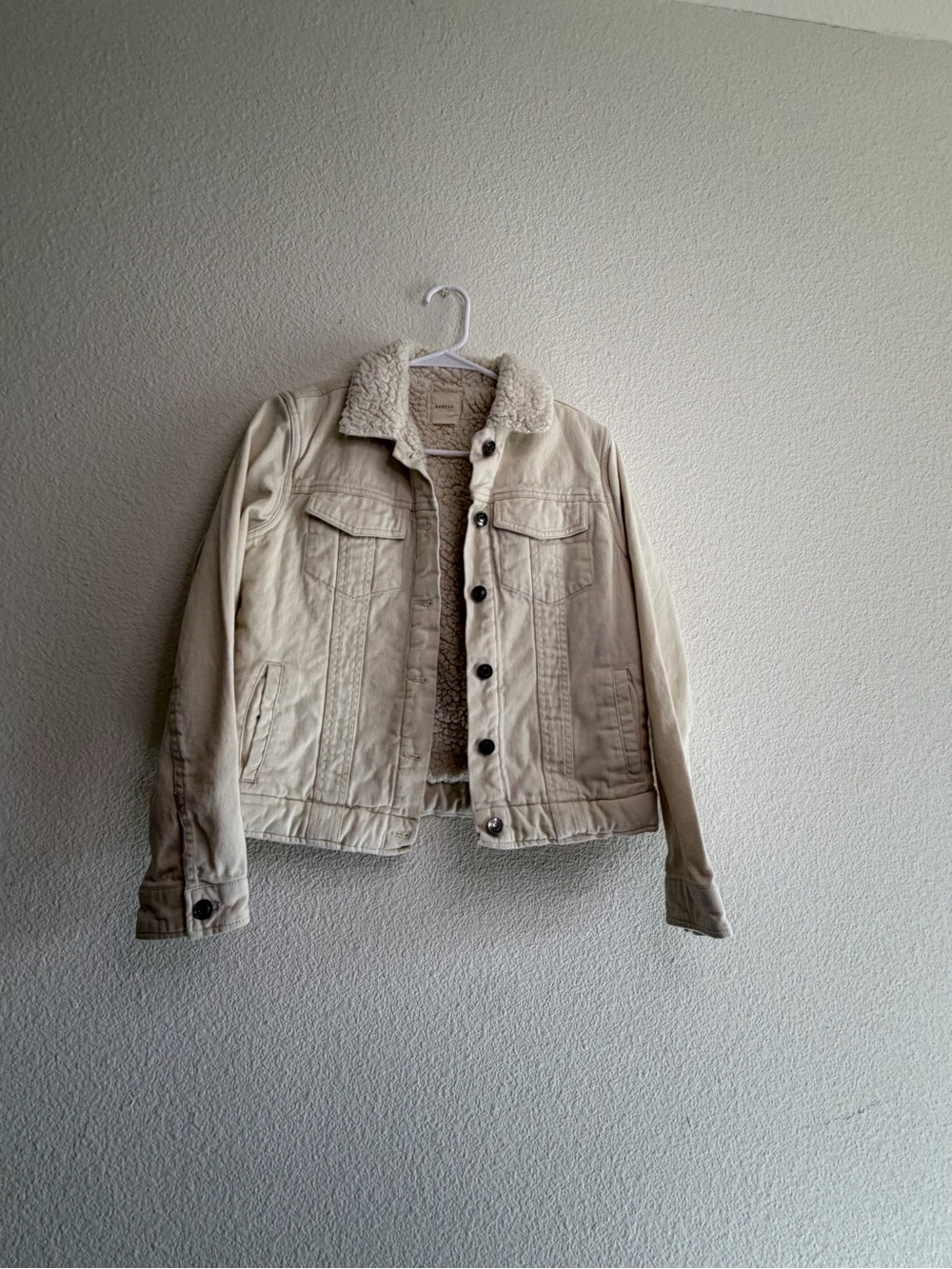 Harper Cream Sherpa-Lined Denim Trucker Jacket
